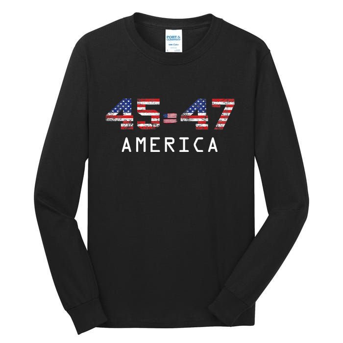 45 47 America Flag Tall Long Sleeve T-Shirt