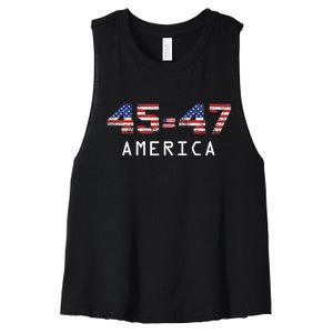 45 47 America Flag Women's Racerback Cropped Tank