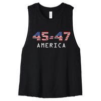 45 47 America Flag Women's Racerback Cropped Tank