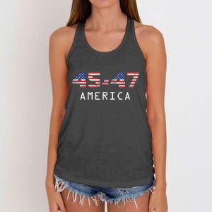 45 47 America Flag Women's Knotted Racerback Tank