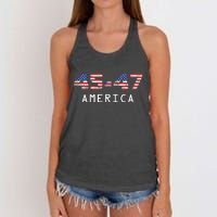 45 47 America Flag Women's Knotted Racerback Tank