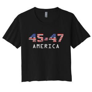 45 47 America Flag Women's Crop Top Tee