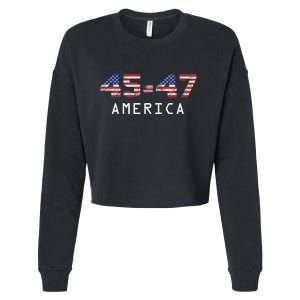 45 47 America Flag Cropped Pullover Crew