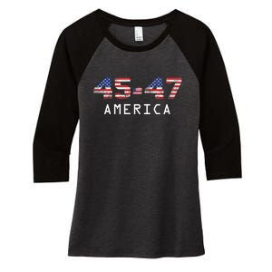 45 47 America Flag Women's Tri-Blend 3/4-Sleeve Raglan Shirt