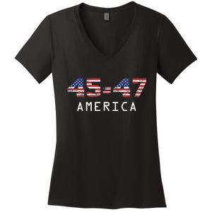 45 47 America Flag Women's V-Neck T-Shirt