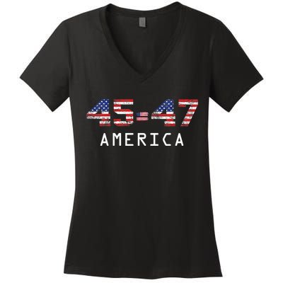45 47 America Flag Women's V-Neck T-Shirt