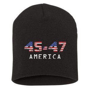 45 47 America Flag Short Acrylic Beanie