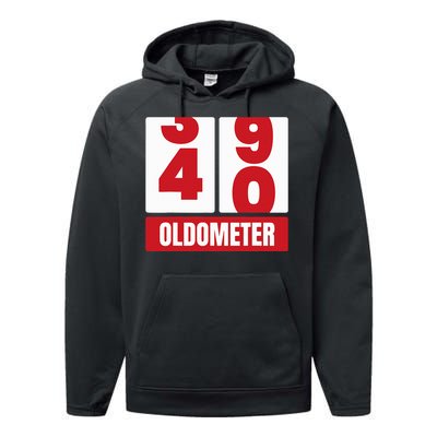 40th 40 Birthday Funny Gift Oldometer Performance Fleece Hoodie