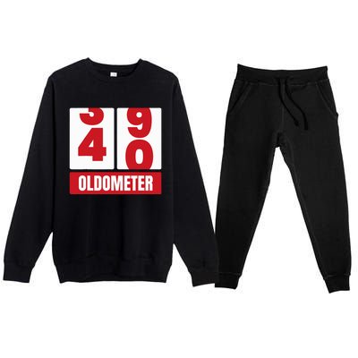 40th 40 Birthday Funny Gift Oldometer Premium Crewneck Sweatsuit Set