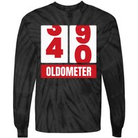 40th 40 Birthday Funny Gift Oldometer Tie-Dye Long Sleeve Shirt