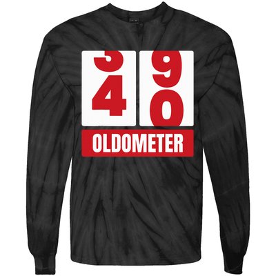 40th 40 Birthday Funny Gift Oldometer Tie-Dye Long Sleeve Shirt