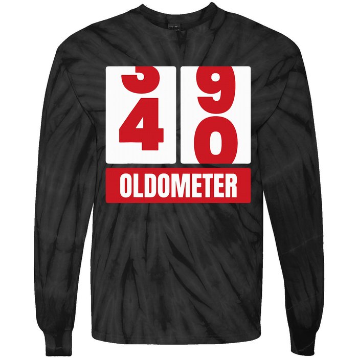 40th 40 Birthday Funny Gift Oldometer Tie-Dye Long Sleeve Shirt