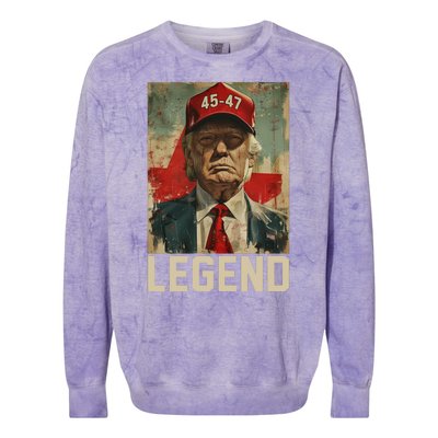 45 47 Donald Trump 2024 Legend Vintage Colorblast Crewneck Sweatshirt