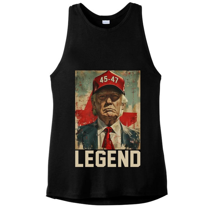 45 47 Donald Trump 2024 Legend Vintage Ladies PosiCharge Tri-Blend Wicking Tank