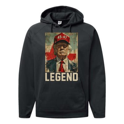 45 47 Donald Trump 2024 Legend Vintage Performance Fleece Hoodie