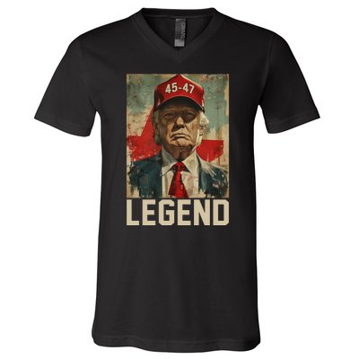 45 47 Donald Trump 2024 Legend Vintage V-Neck T-Shirt