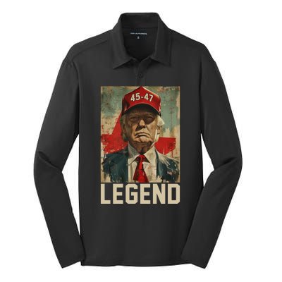 45 47 Donald Trump 2024 Legend Vintage Silk Touch Performance Long Sleeve Polo