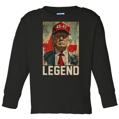 45 47 Donald Trump 2024 Legend Vintage Toddler Long Sleeve Shirt