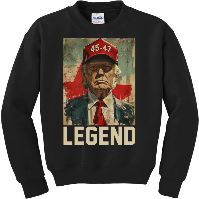 45 47 Donald Trump 2024 Legend Vintage Kids Sweatshirt