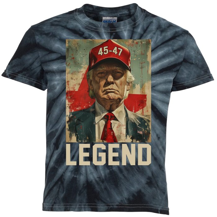 45 47 Donald Trump 2024 Legend Vintage Kids Tie-Dye T-Shirt