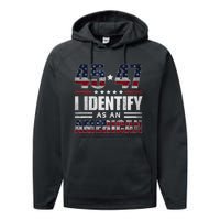 45 47 I Identify As An American 45 47 Trump Usa Flag Performance Fleece Hoodie