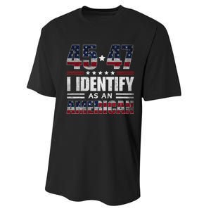 45 47 I Identify As An American 45 47 Trump Usa Flag Performance Sprint T-Shirt