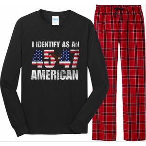 45 47 I Identify As An American 45 47 Trump Usa Flag Long Sleeve Pajama Set