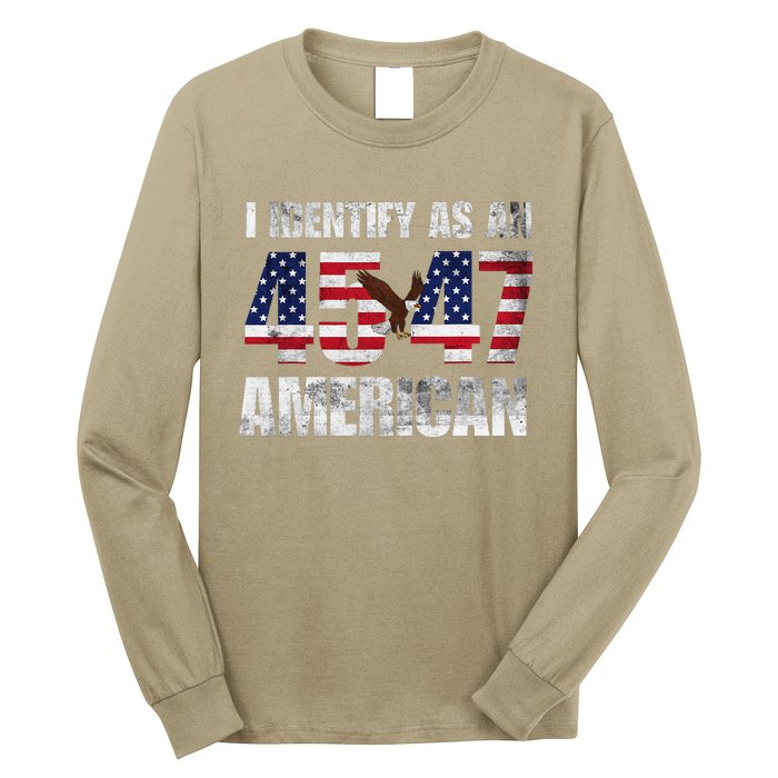 45 47 I Identify As An American 45 47 Trump Usa Flag Long Sleeve Shirt