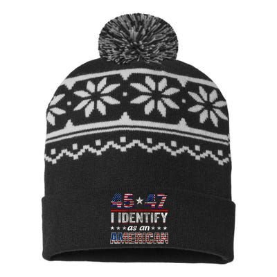 45 47 I Identify As An American Trump 2024 USA-Made Snowflake Beanie