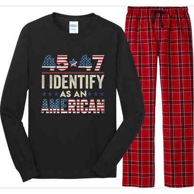 45 47 I Identify As An American Trump President 2024 Long Sleeve Pajama Set