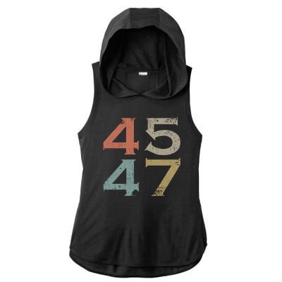 Donald Trump 45 47 Retro 45th 47th President Trump Ladies PosiCharge Tri-Blend Wicking Draft Hoodie Tank