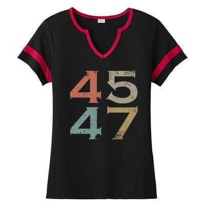 Donald Trump 45 47 Retro 45th 47th President Trump Ladies Halftime Notch Neck Tee