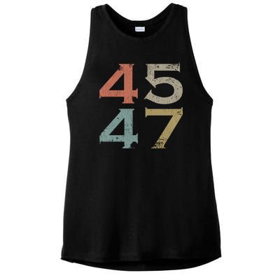 Donald Trump 45 47 Retro 45th 47th President Trump Ladies PosiCharge Tri-Blend Wicking Tank