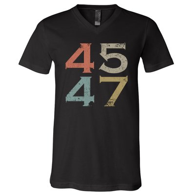 Donald Trump 45 47 Retro 45th 47th President Trump V-Neck T-Shirt