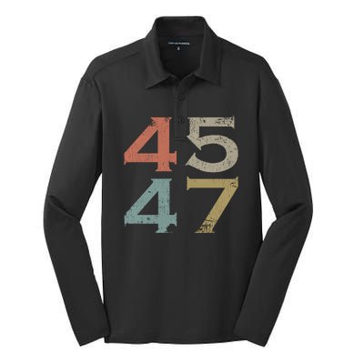 Donald Trump 45 47 Retro 45th 47th President Trump Silk Touch Performance Long Sleeve Polo