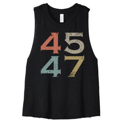 Donald Trump 45 47 Retro 45th 47th President Trump Women's Racerback Cropped Tank