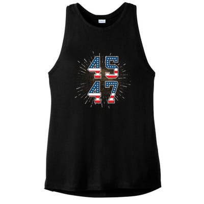 45 47 President Trump 2024 The Return Ladies PosiCharge Tri-Blend Wicking Tank