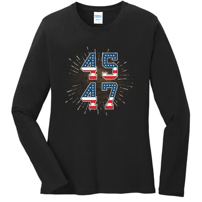 45 47 President Trump 2024 The Return Ladies Long Sleeve Shirt