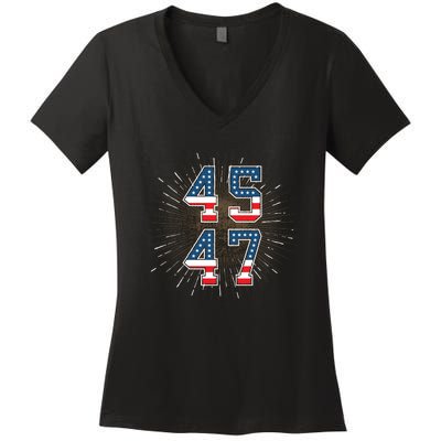 45 47 President Trump 2024 The Return Women's V-Neck T-Shirt