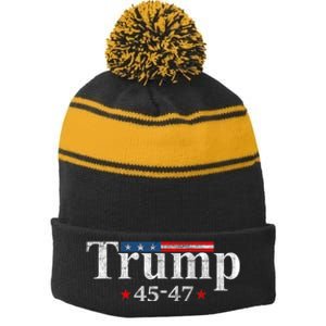 45 47 Trump Stripe Pom Pom Beanie