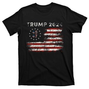 45 47 Trump 2024 American Flag T-Shirt