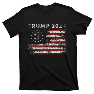 45 47 Trump 2024 American Flag T-Shirt