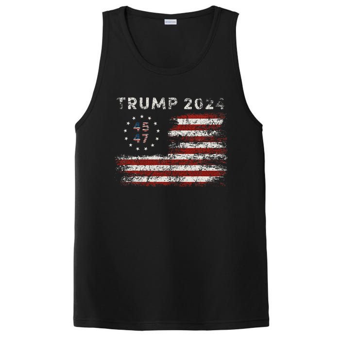 45 47 Trump 2024 American Flag PosiCharge Competitor Tank