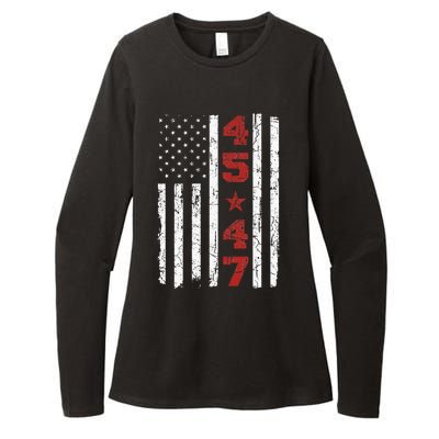 45 47 Trump Vintage Usa Flag 2024 President Election Womens CVC Long Sleeve Shirt