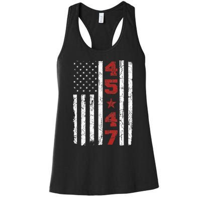 45 47 Trump Vintage Usa Flag 2024 President Election Women's Racerback Tank