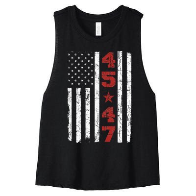 45 47 Trump Vintage Usa Flag 2024 President Election Women's Racerback Cropped Tank