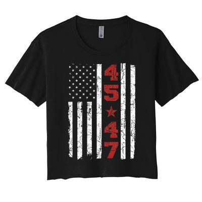 45 47 Trump Vintage Usa Flag 2024 President Election Women's Crop Top Tee