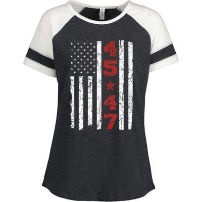 45 47 Trump Vintage Usa Flag 2024 President Election Enza Ladies Jersey Colorblock Tee