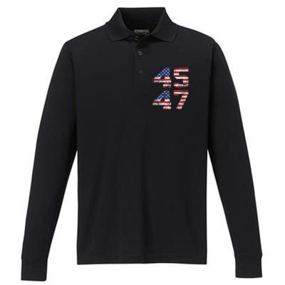 45 47 Trump 2024 Performance Long Sleeve Polo