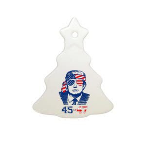 45 47 Trump 2024 American Flag Ceramic Tree Ornament